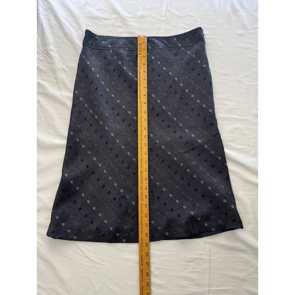 DT Collection Gray Purple Polka Dot Wool Blend A-Line Midi Skirt Womens Size 6